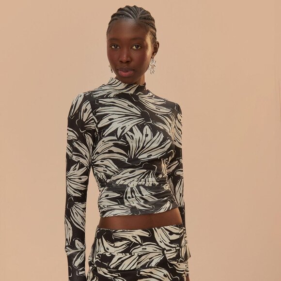 FARM RIO Black Bossa Banana Tulle Blouse - Picture 2 of 4